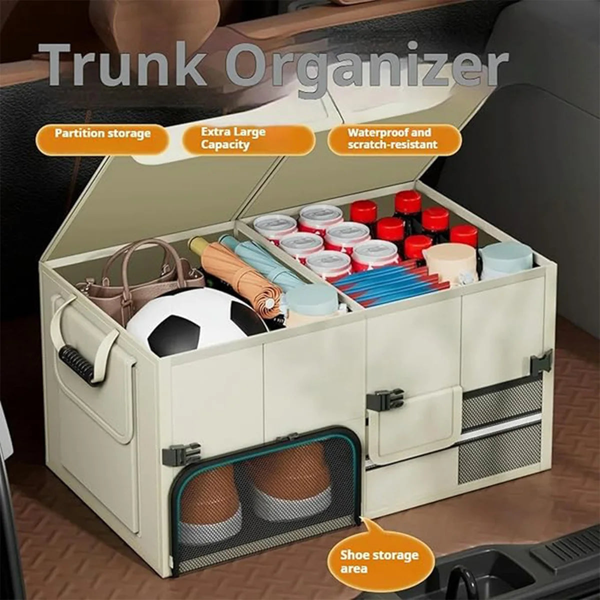 Automotive Boot Storage Container Durable Organizer for Vehicle Trunk