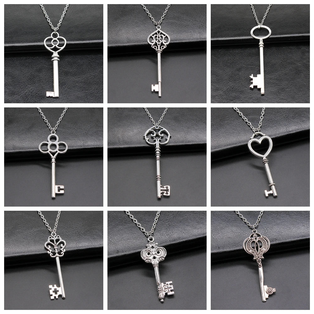 Vintage Big Key Pendant Long Chain Necklace For Women Girl Birthday Gift Enter University Gift Costume Jewellery Necklace