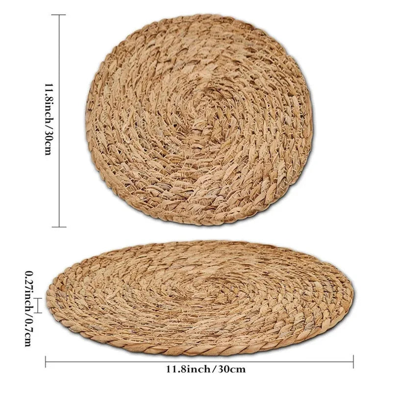 Pot Mats Handwoven Rattan Placemats Round Heat Insulation Mats Natural Woven Table Mats For Dining Home Wedding Decor Wholesale