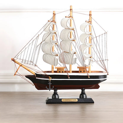 Creative Wooden LED Sailboat Sailing Boat Vessel Model Home Decor Mediterranean Style Home Decoration Decor Accessories Gift