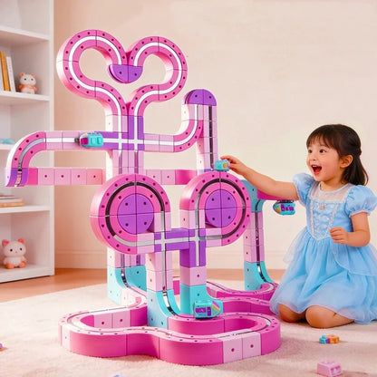 Snap-Together DIY Magnetic Electric Train Anti Gravity Track Set Magnetic Building Blocks Toy For Children Girls Birthday Gift