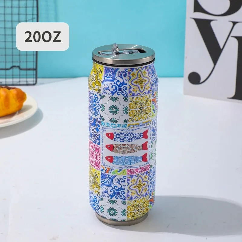500ML 304 Stainless Steel Beer Cup Car Thermos Cola Can Cafe Beer Bottle Laser Printing Botella De Acero Inoxidable
