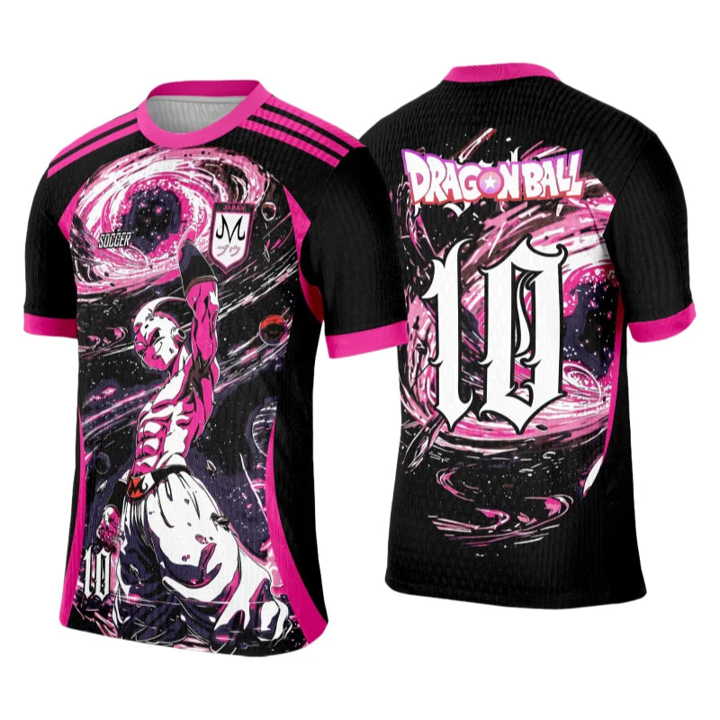 2026 Summer Dragon Ball Kid Goku #10 Soccer Jersey, 3D Manga Print Breathable Polyester Oversized Tee for Men Women Kids Y2k