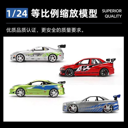 In Stock Jada 25th 1:24 Fast & Furious Dodge Charger Skyline GTR Totota Supra Mitsubishi Eclipse Lancer EVO Alloy Car  Gift Toy