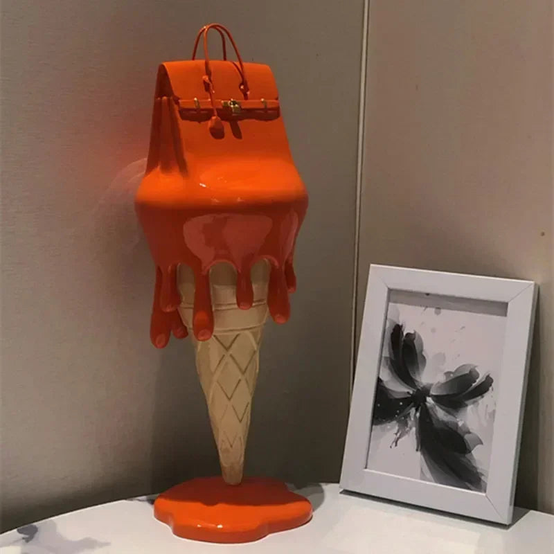 Melting Ice Cream Bag Statue Art Angel Figurine Luxury Decoration Sculpture For Home Living Room Desk Accessories