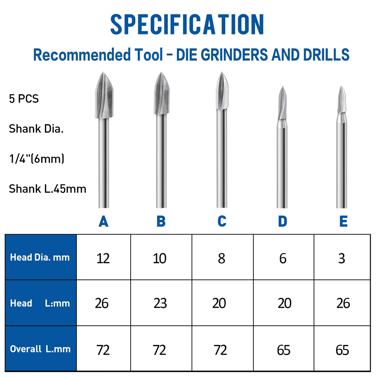 Wood Carving Drill Bits Set for Dremel Rotary Tool with 1/4” Shank for DIY Carving Drilling Micro Sculpture