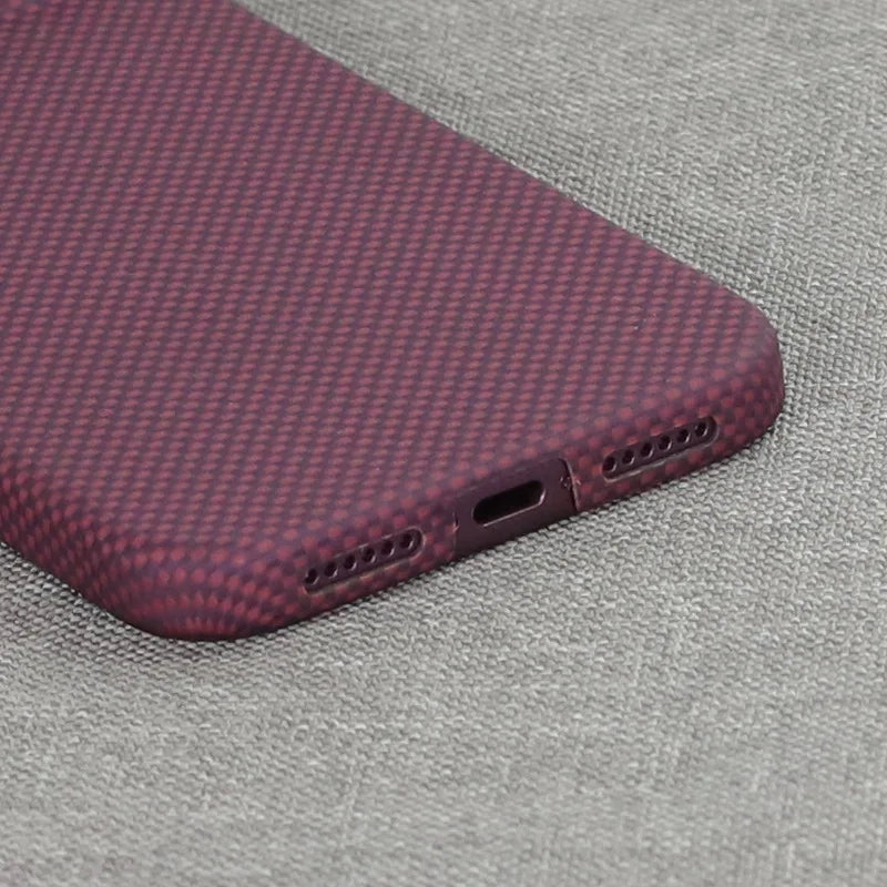 For iPhone 18 17 Pro Max Burgundy Kevlar Aramid Fiber Case With Magsafe Carbon Fiber Cover Ultra-Thin Magnetic Case For 18 Pro