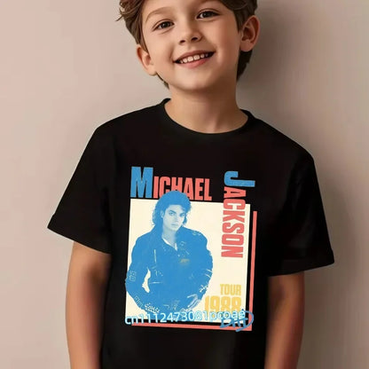 King of Pop Michael Jackson Children T-Shirt Cartoon Cotton Tops Kid Boy Girl MJ Tee Shirts Casual Clothes Birthday Gift 2026