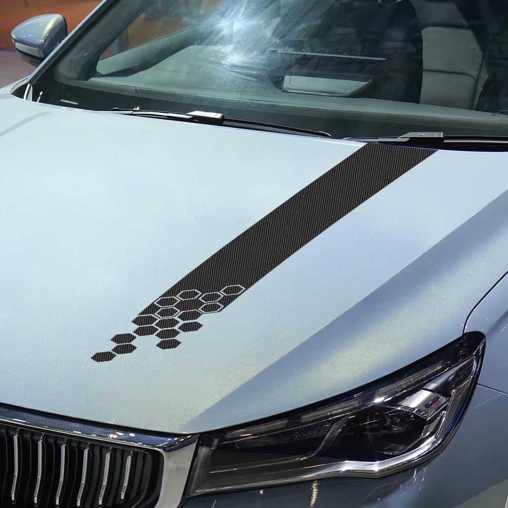 Honeycomb Car Hood Bonnet Sticker Racing Style Vinyl Decal For Audi Volvo Tesla Skoda BMW Volkswagen Smart Seat Auto Accessories