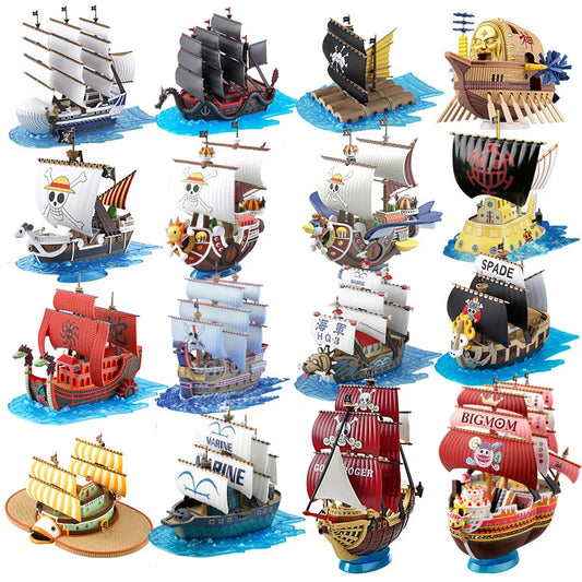 One Piece Genuine Figure Thousand Sunny Merry Whitebeard Shanks Pirate Ships Assembly Figurine Decoration Modeltoys Boy Gift