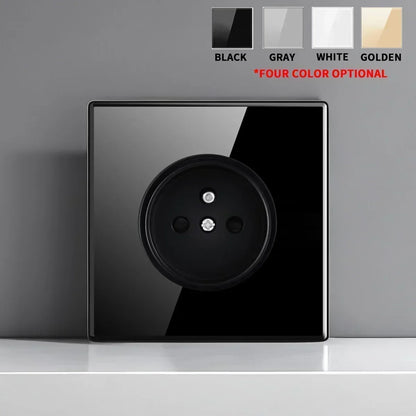 British French Standard Tempered Glass Switch Socket with Indicator Light Self-Reset 1 2 3 4 Gang Wall Panel Outlets 2usb Socket