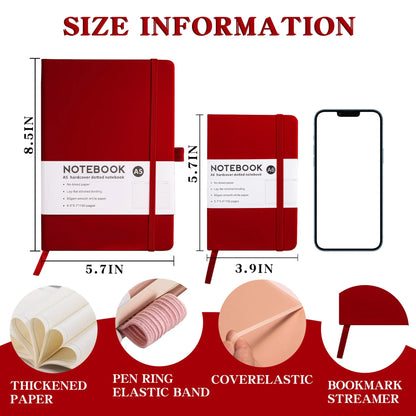 Hardcover A5/A6 Notebook with Elastic Band | PU Leather Journal Notebook for Office, School & Daily Note Taking