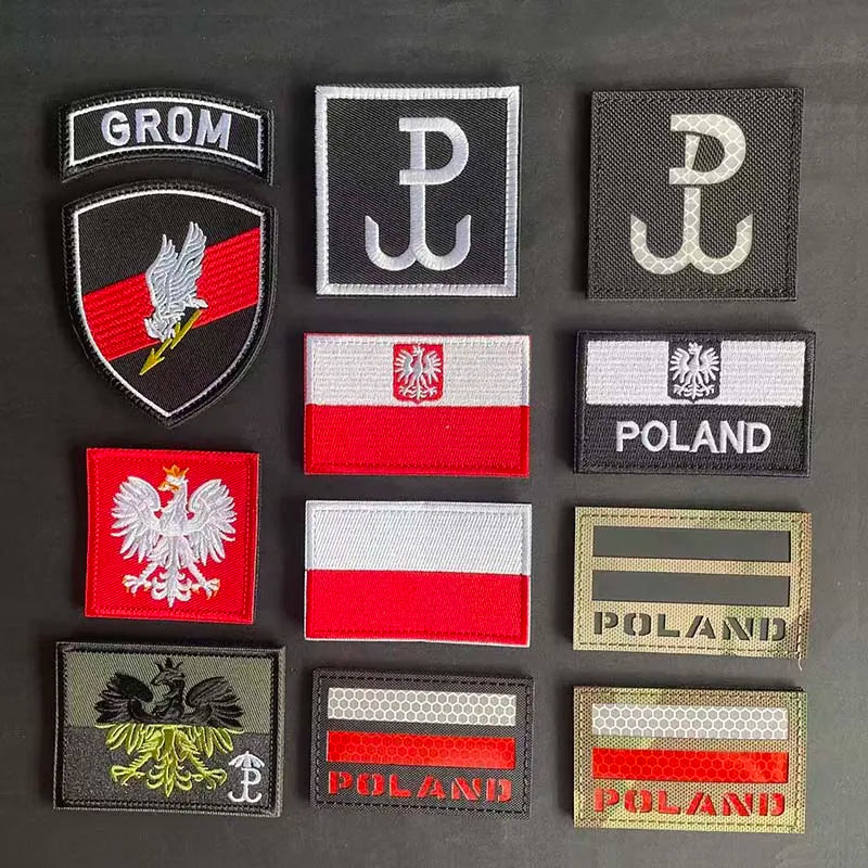 Poland Flag Polish Eagle Clothes Applique Morale Emblem Embroidery Patches,IR Reflective Badge Tactical Sticker For Backpack,Hat