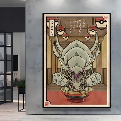 1pc frameless Canvas Paintings Retro Canvas Poster Prints Pokemon Gengar Blastoise Cartoon Character Picture Wall Art Home  Chil