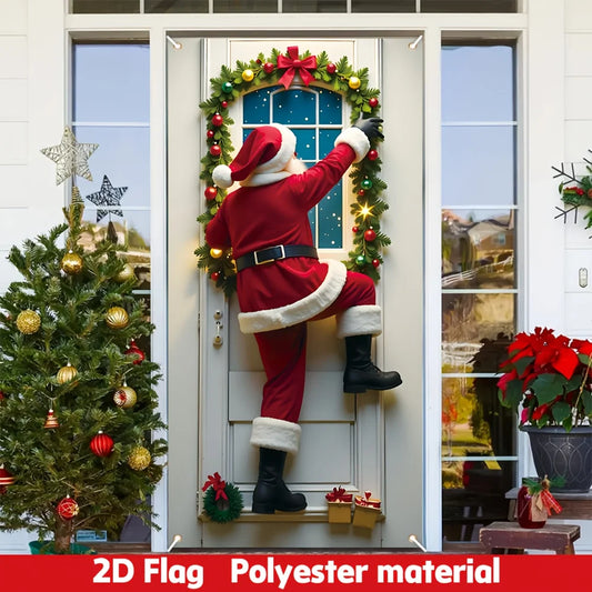 Christmas Hanging Flag Santa Claus Door Banner Christmas Decoration for Home 2025 Xmas Ornament Navidad Natal New Year Gift 2026