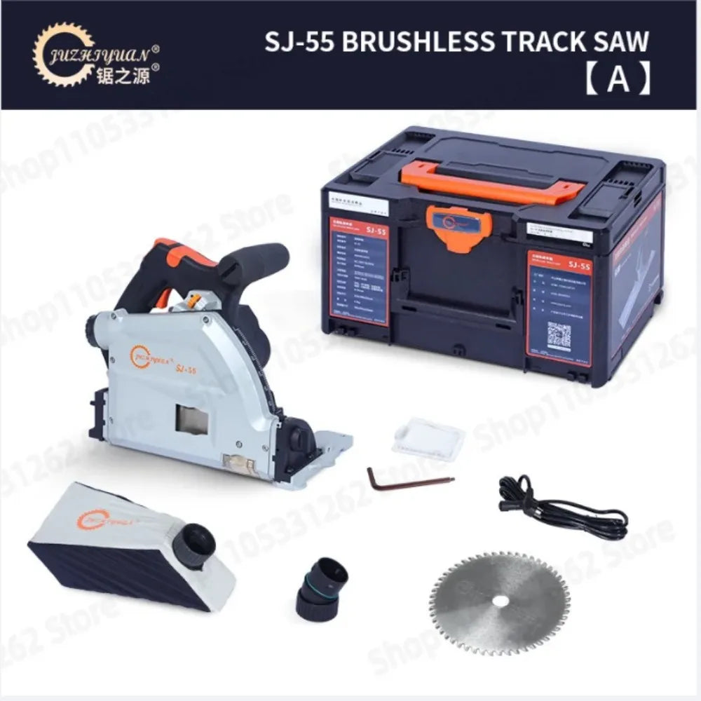 110V SJ-55 Brushless Track Saw 2KW 55mm Depth 6470RPM 6-Speed Plunge Saw for Wood Aluminum Plastic Dust Free with Quick Safety