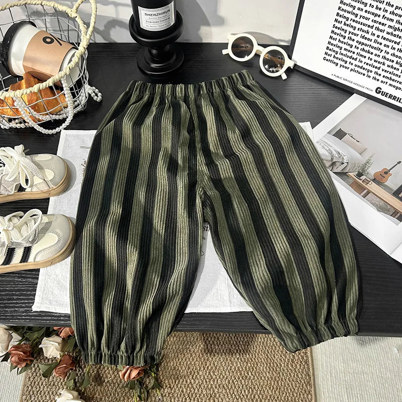 Autumn Children Girl Harem Pant Plaid Toddler Kid Boys Trousers Loose Elastic Waist Casual Little Boys Pant