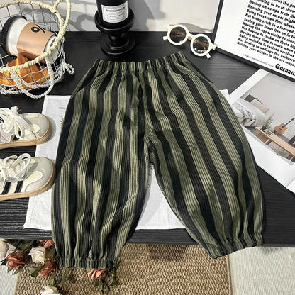 Autumn Children Girl Harem Pant Plaid Toddler Kid Boys Trousers Loose Elastic Waist Casual Little Boys Pant