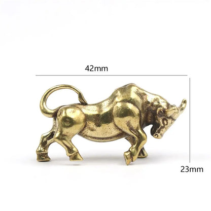 2pcs Vintage Brass Bullfighting Figurines Twelve Zodiac Chinese Mini Cattle Statue Solid Copper Lifelike Bull Ornament