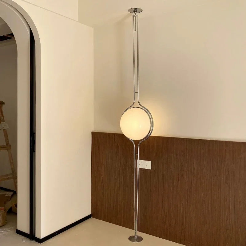 Modern White Yellow Acrylic Ball Shade Chrome Standing Floor Lamp,Hotel Living Room Bedroom Bedside Art Deco Table Lighting