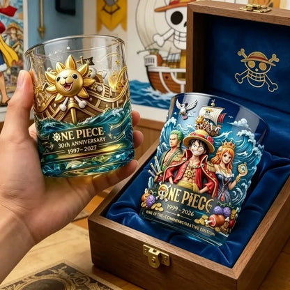 NEW Anime One Piece 30Th Anniversary Whiskey Tumbler Cup Luffy  Thousand Sunny Nami Glass Drinkware Coffee Cup Mug Gift