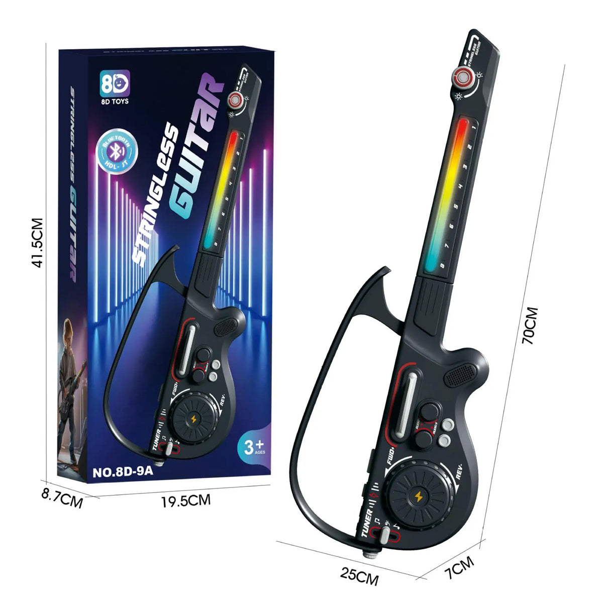 Multifunctional Stringless Electric Guitar Foldable DJ Guitar with Ambient Light Bluetooth Connectivity Musical Instrument Gift