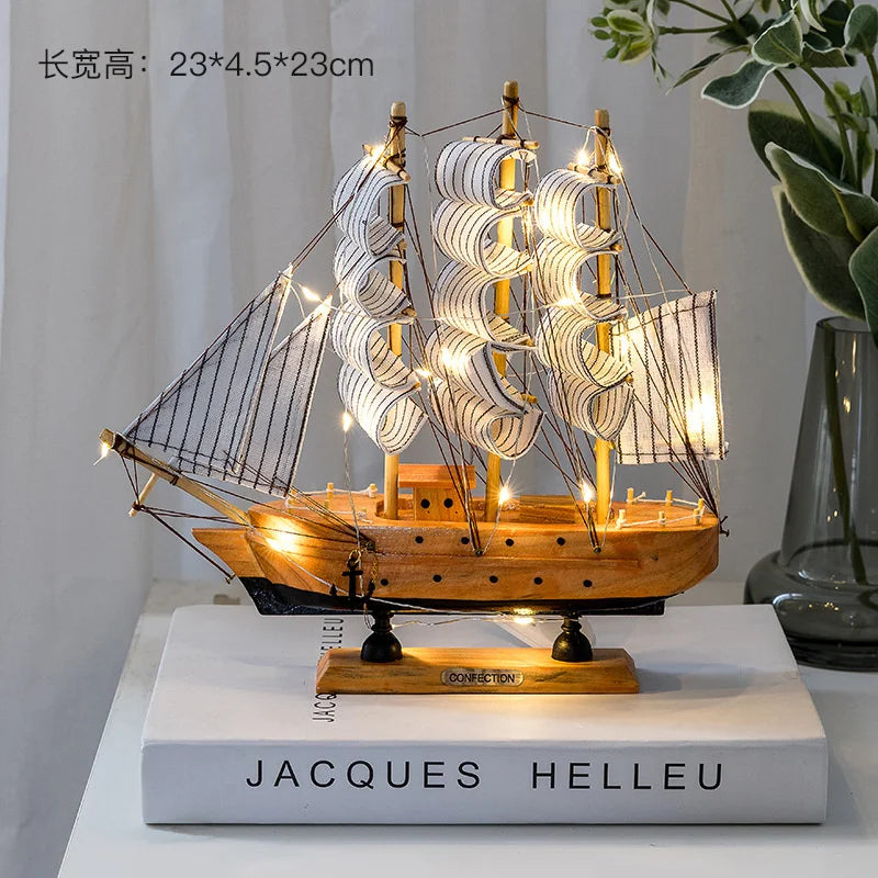 Wooden Sailboat Model Handcrafted Coastal Nautical Decor Table Centerpiece For Living Room Office Desk Gift For Adults And Teens