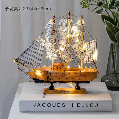 Wooden Sailboat Model Handcrafted Coastal Nautical Decor Table Centerpiece For Living Room Office Desk Gift For Adults And Teens
