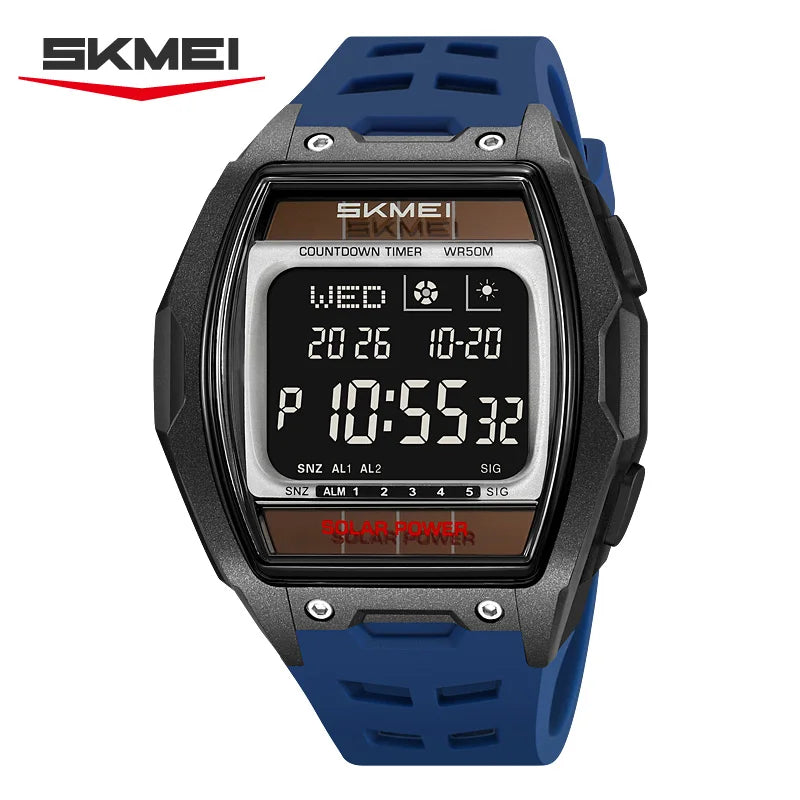 SKMEI 2750 Fashion Men Electronic Watch Solar Power Large Screen Luminous Calendar Multifunctional Outdoor Sport Watches for Man