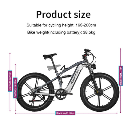 Nathaniel SYR09 Electric Bike 2000W Dual Motor,26*4.0 Fat Tire Integrated Wheel,48V20Ah,55KM/H,All-Terrain Outdoor Sports E-bike