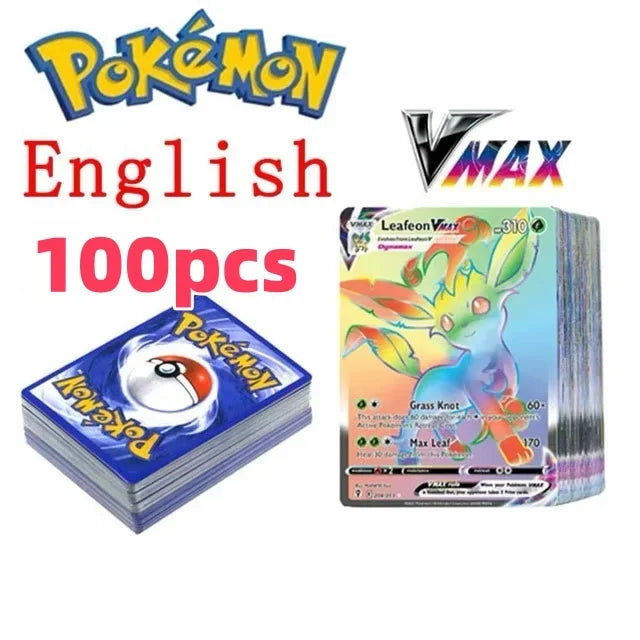 100Pcs Pokémon GX Vmax Rainbow Rare Trading Cards English French Spain Holographic Shiny Battle Game Cards Collectible Toy Gift·
