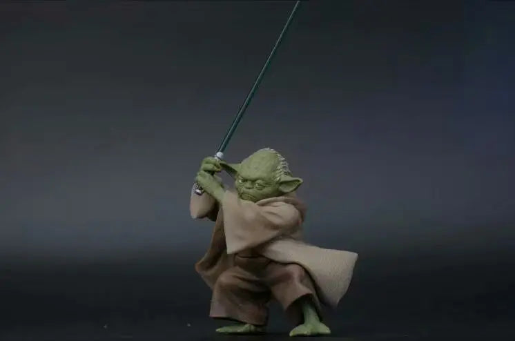 13cm Plastic Star Wars Mandalorian Master YODA with Sword Action Figure Toys