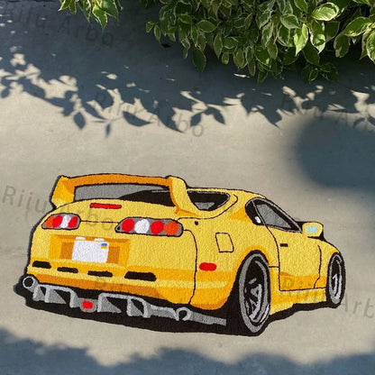 VIKAMA Car BMW M3 Supra Themed Rug Boys Room Soft Plush Floor Mat Bedroom Play Mat Kids Gift