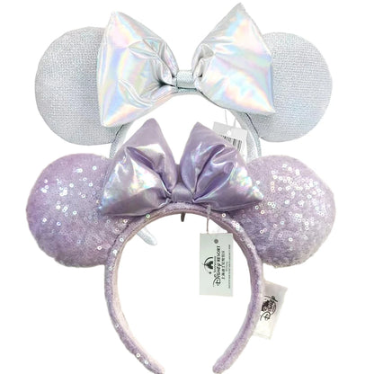 Disney Minnie Mouse Ears Headband with Purple Sequins Bow Shiny Cosplay Hair Hoop for Girls Purple Shiny Sequins  Headband