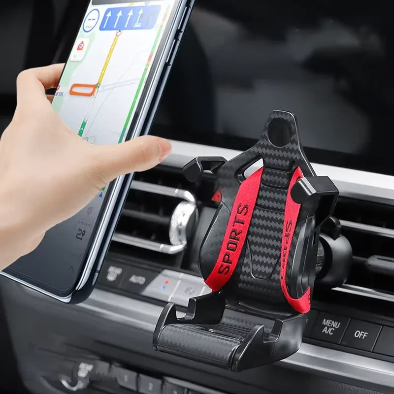 Black Racing Seat Design Car Phone Holder with Suction Cup for Smartphones Vehicle Mount Holder