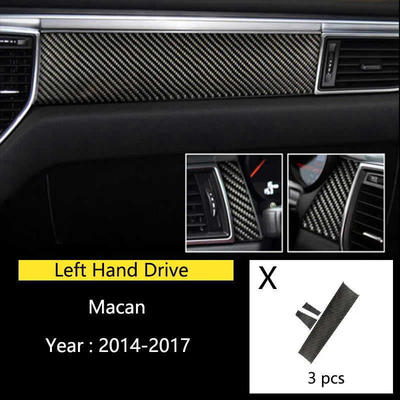 Accessories For Porsche Macan Carbon Fiber Car Inner Control Gear Shift Panel Water Cup Holder Cover Trim Decoration Car Sticker