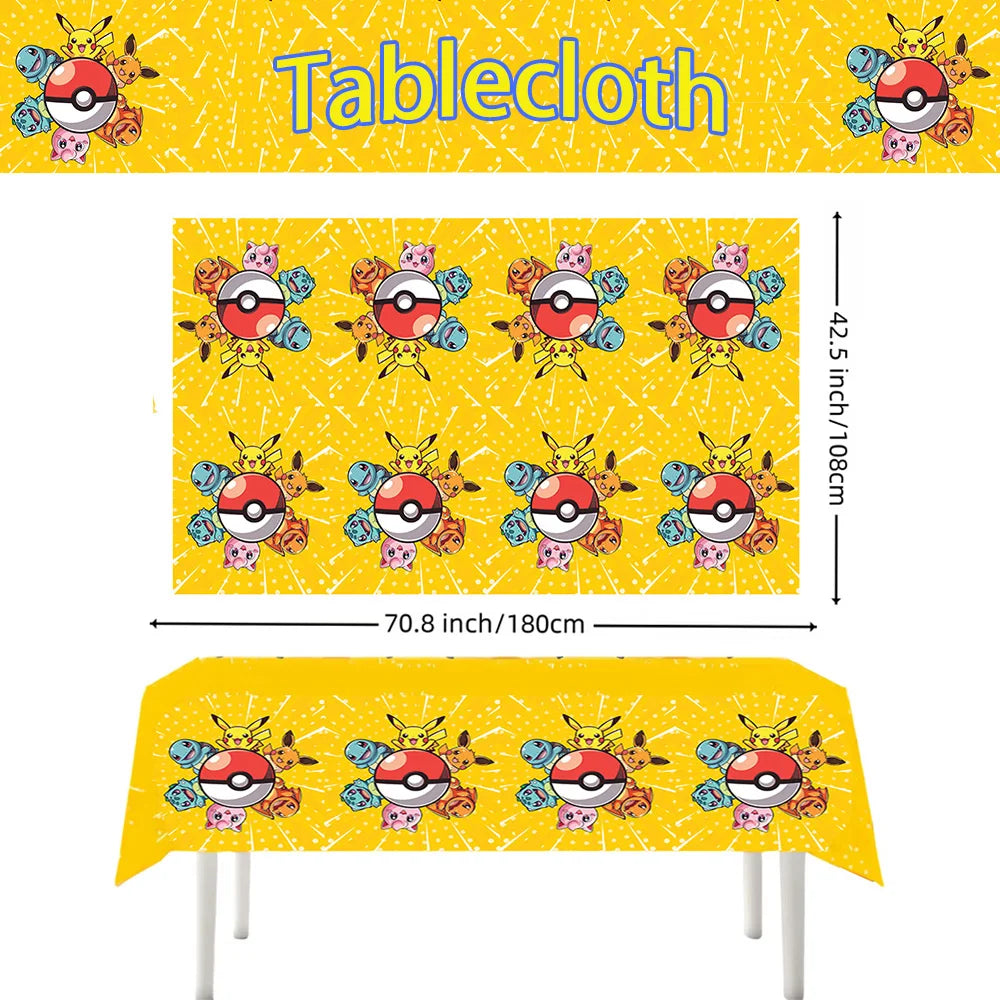 1/10Pcs Pokemon Tablecloth Birthday Decoration Disposable Tablecloth Pikachu Tablecover Kids Birthday Gifts Baby Shower Supplies