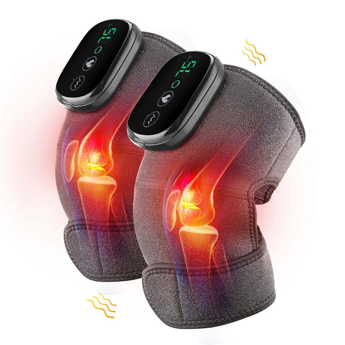3 in 1 Electric Massager for Knee Shoulder Elbow Leg 5000mAh Battery Heating Knee Brace, Rechargeable Vibration Massage Wrap