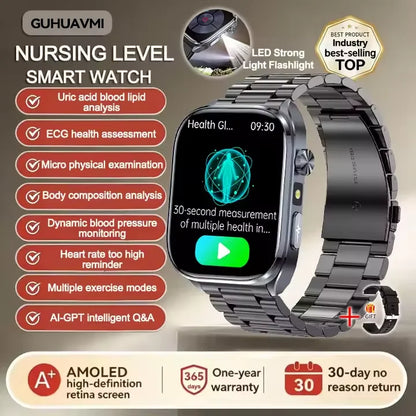 2026 New AI Health Care Accurate detection ECG SmartWatch Blood Pressure lipids Uric Acid Analysis Bluetooth Call Smart Watches