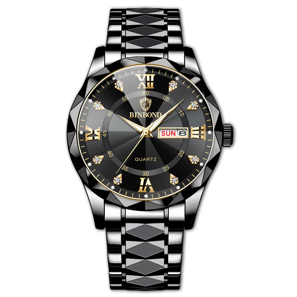 Male Mens Quartz Watches Top Brand Luxury Business Waterproof Luminous Large Dial Men Wristwatches Sports Stainless Steel Watch