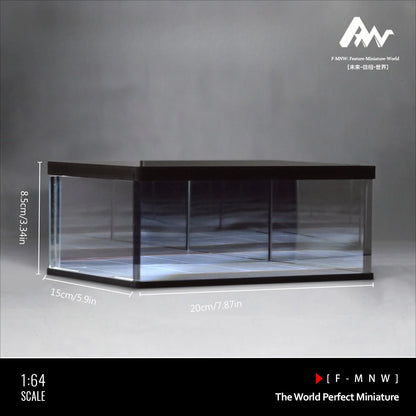 Diorama 1: 64 Mirrored Garage Model 1/64 Die-cast Car Display Case, Abyss Effect Car Parking Lot Model, Car Model Storage Box