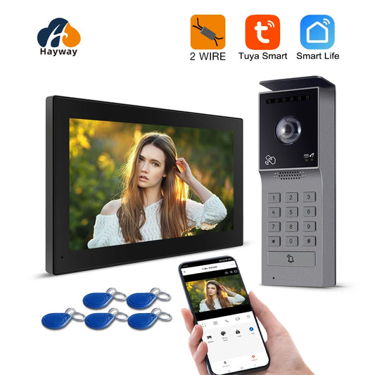 Tuya Wifi Smart Home Video Door Phone Video intercom 1080P Touch Monitor 7'  2-Wires  Doorbell Door Camera Security System