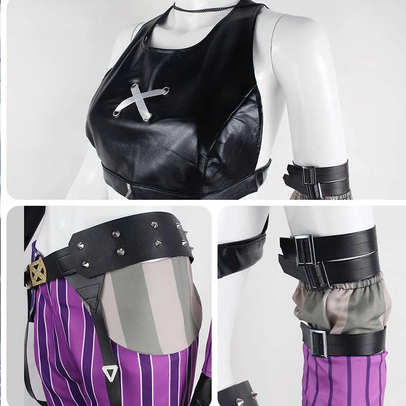 Jinx Cosplay Costume Game Arcan Women Jinx Outfits for Halloween Party Comic Con Jinxx Cospay