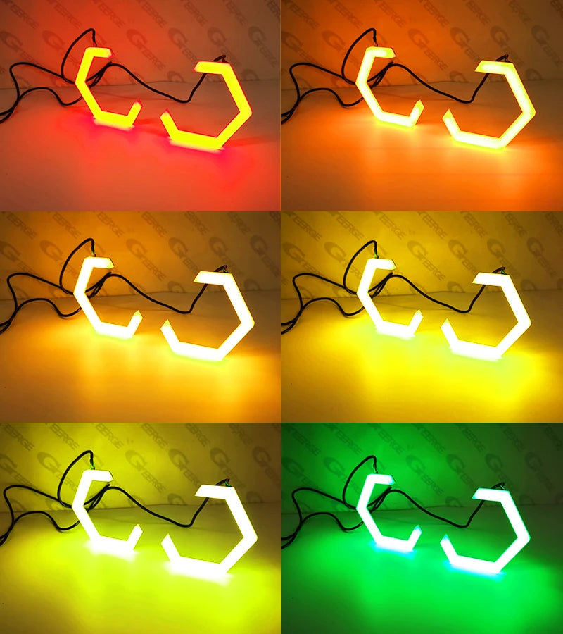 For Nissan 350 370 Z 350Z 370Z Z33 Z34 BT App RF Remote Control Ultra Bright Hex LED Halo Multi Color RGB Angel Eyes Rings Light
