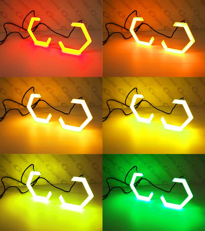 For Nissan 350 370 Z 350Z 370Z Z33 Z34 BT App RF Remote Control Ultra Bright Hex LED Halo Multi Color RGB Angel Eyes Rings Light