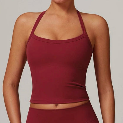 Women's Slim Fit Nude Sports Bra Yoga Fitness Vest Skin Friendly Pilates Top Beautiful Back Design Suspension Yoga Fitness Top