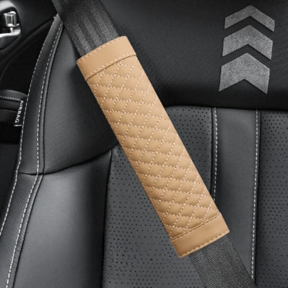 Car Seat Belt Shoulder Cover Leather Embroidery Wear-resistant Non-slip Leather Safety Cover Car Interior Decoration Products