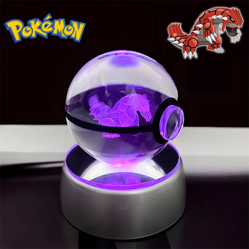 Pokemon 3D Crystal POKE BALL Figure Toys Snivy Dragonair Blastoise Venusaur Milotic Raichu Night Light LED Lamp Base Model Dolls