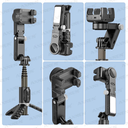 AXNEN Q18 Gimbal for Mobile Phone Stabilizer, 360 Auto Rotation Desktop Follow Gimbal with Fill Light Remote for iPhone Android