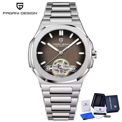 PAGANI DESIGN New Mechanical Hollow-Out Tourbillon Men Watch Sport Elegant Sapphire Waterproof Watch Japan Movt 316L Steel Clock